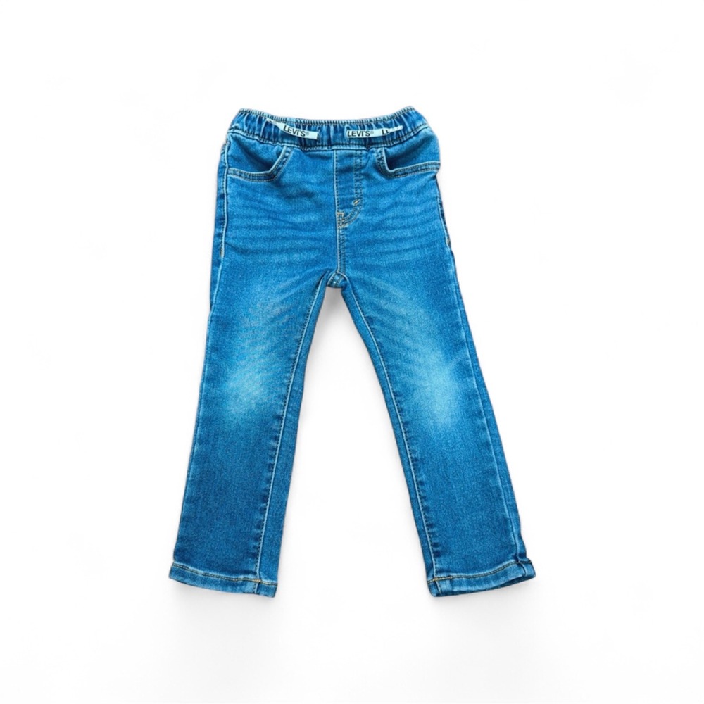 Levis Kinny Taper Toddler Boys Girls Jeans Size 2T Blue Denim Elastic Waistband